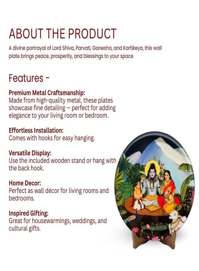 RITUALISTIC Metal Shiv Parivar for Wall & Table Decor | Divine Table top Shiv Parivar Frame | Spiritual Home & Office Decoration | Metal Frame for Mandir, Living Room & Gift Purpose | 10inch - Image 4